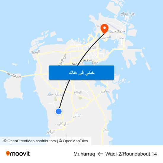 Wadi-2/Roundabout 14 to Muharraq map