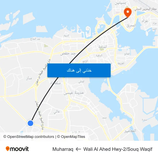 Wali Al Ahed Hwy-2/Souq Waqif to Muharraq map