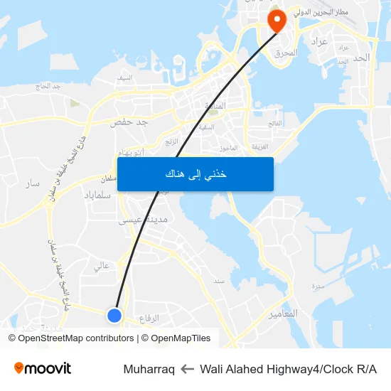 Wali Alahed Highway4/Clock R/A to Muharraq map