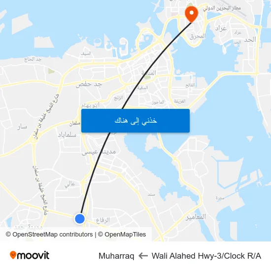 Wali Alahed Hwy-3/Clock R/A to Muharraq map