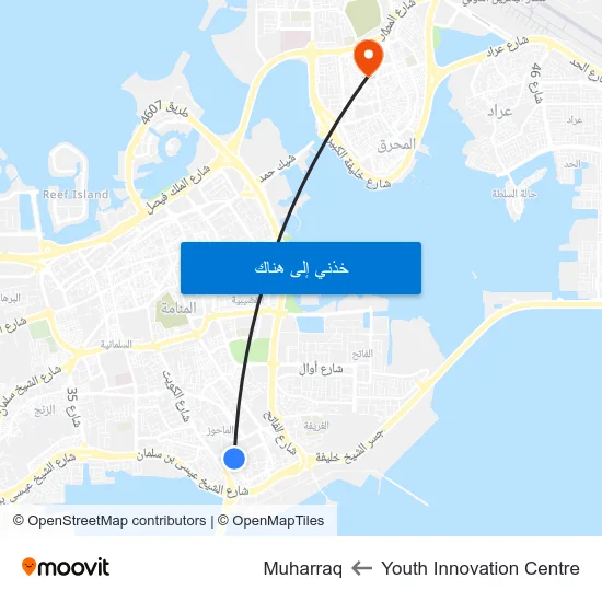 Youth Innovation Centre to Muharraq map