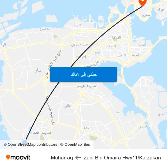 Zaid Bin Omaira Hwy11/Karzakan to Muharraq map