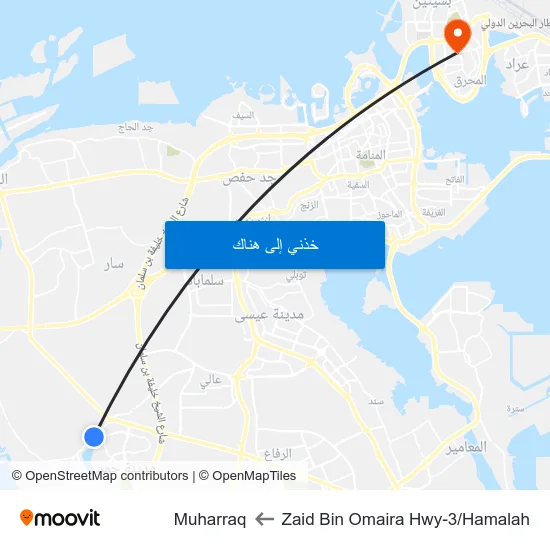 Zaid Bin Omaira Hwy-3/Hamalah to Muharraq map