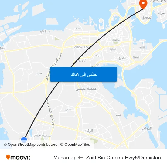 Zaid Bin Omaira Hwy5/Dumistan to Muharraq map