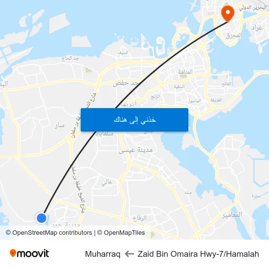 Zaid Bin Omaira Hwy-7/Hamalah to Muharraq map