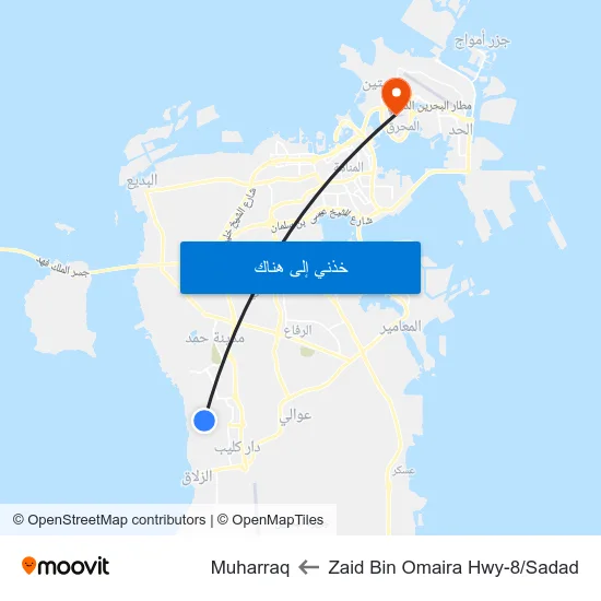 Zaid Bin Omaira Hwy-8/Sadad to Muharraq map