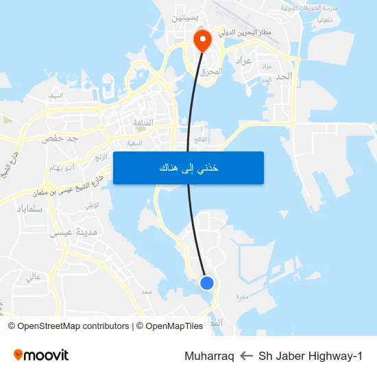 Sh Jaber Highway-1 to Muharraq map