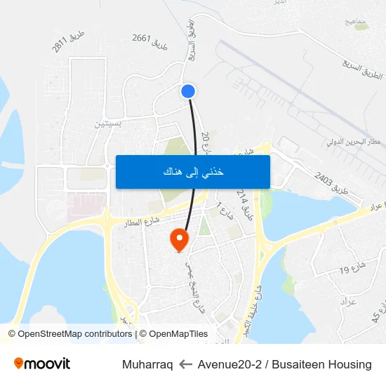 Avenue20-2 / Busaiteen Housing to Muharraq map