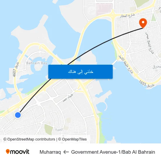 Government Avenue-1/Bab Al Bahrain to Muharraq map