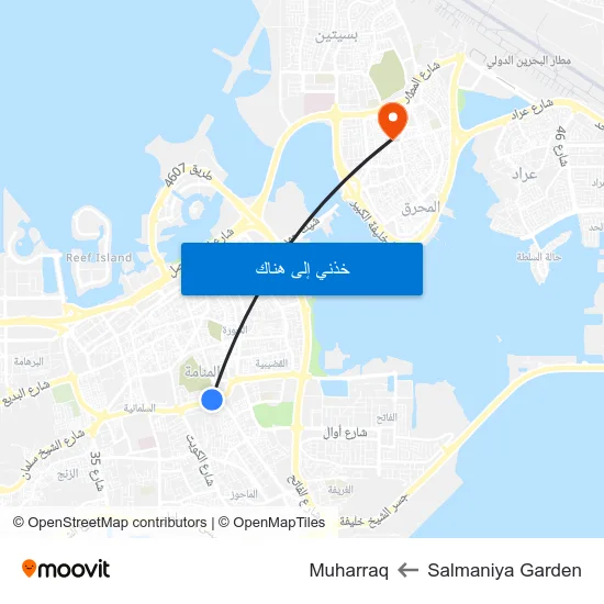 Salmaniya Garden to Muharraq map