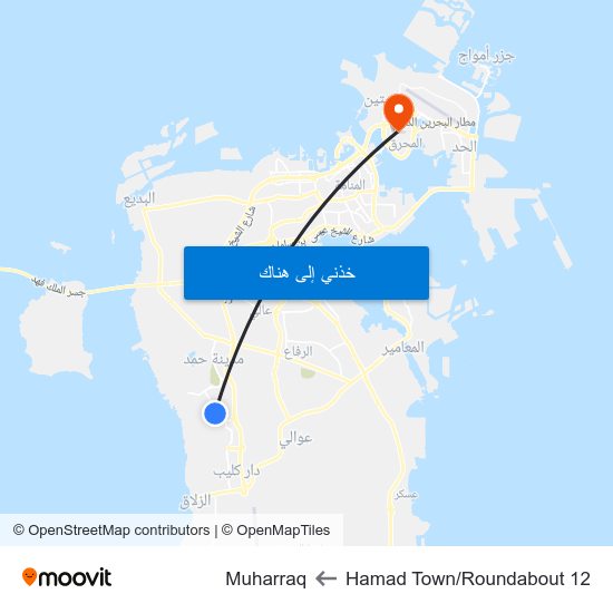 Hamad Town/Roundabout 12 to Muharraq map