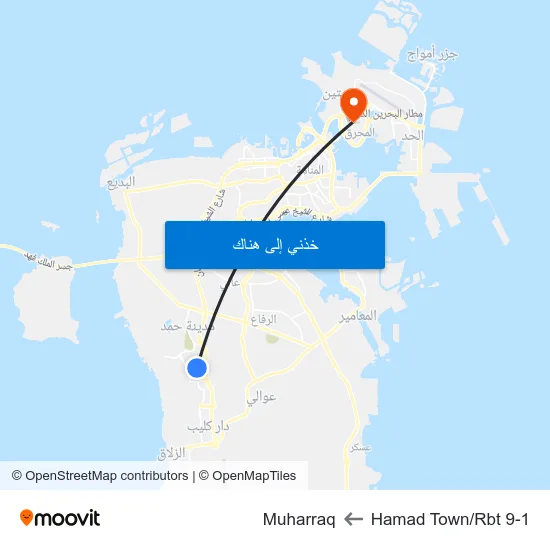Hamad Town/Rbt 9-1 to Muharraq map