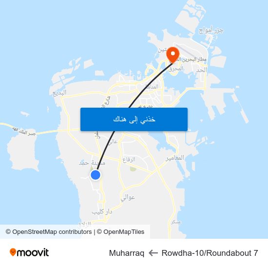 Rowdha-10/Roundabout 7 to Muharraq map
