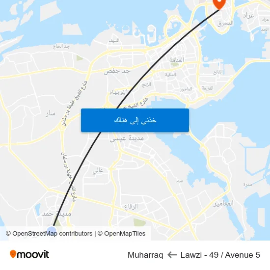 Lawzi - 49 / Avenue 5 to Muharraq map