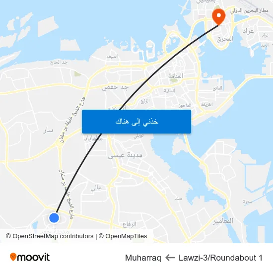 Lawzi-3/Roundabout 1 to Muharraq map