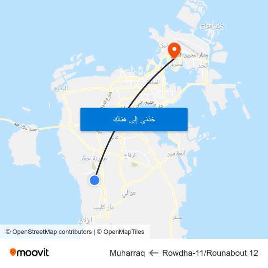 Rowdha-11/Rounabout 12 to Muharraq map