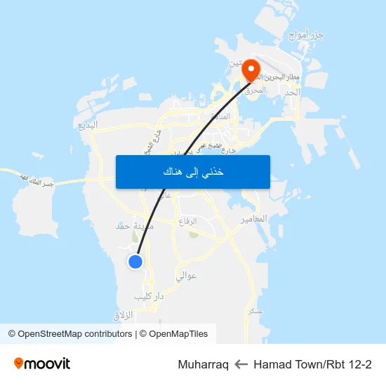 Hamad Town/Rbt 12-2 to Muharraq map