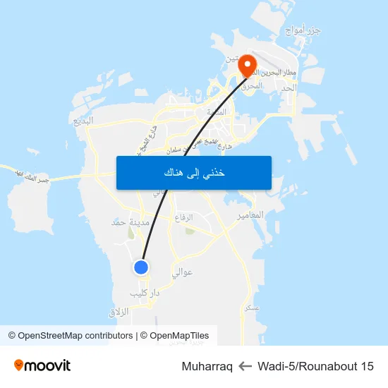 Wadi-5/Rounabout 15 to Muharraq map