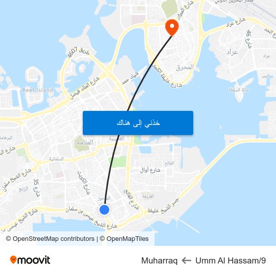 Umm Al Hassam/9 to Muharraq map