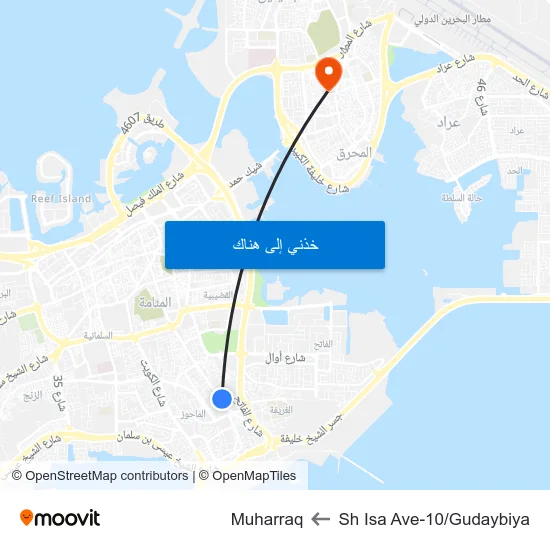 Sh Isa Ave-10/Gudaybiya to Muharraq map