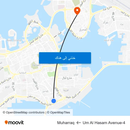 Um Al Hasam Avenue-4 to Muharraq map