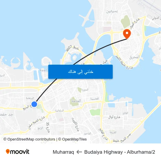 Budaiya Highway - Alburhama/2 to Muharraq map