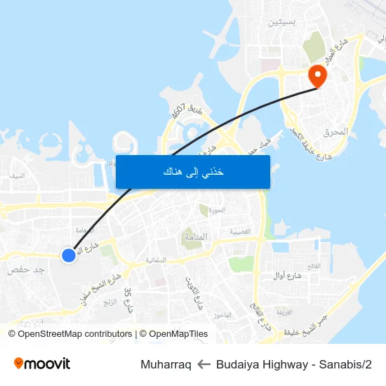 Budaiya Highway - Sanabis/2 to Muharraq map