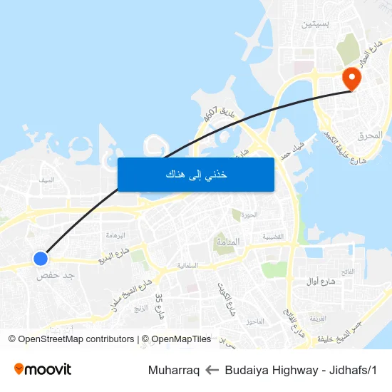 Budaiya Highway - Jidhafs/1 to Muharraq map