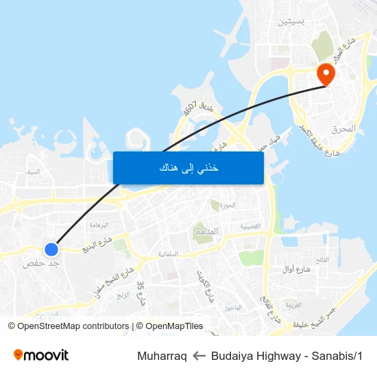 Budaiya Highway - Sanabis/1 to Muharraq map