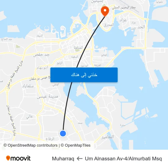 Um Alnassan Av-4/Almurbati Msq to Muharraq map