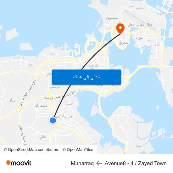 Avenue8 - 4 / Zayed Town to Muharraq map