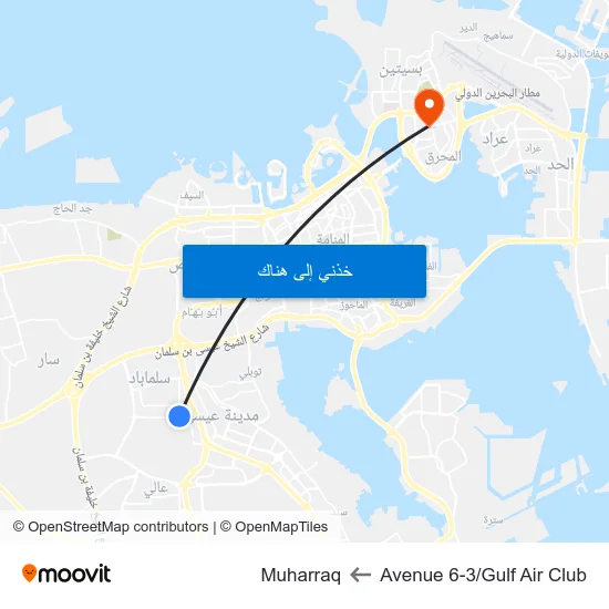 Avenue 6-3/Gulf Air Club to Muharraq map