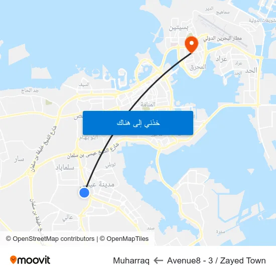 Avenue8 - 3 / Zayed Town to Muharraq map