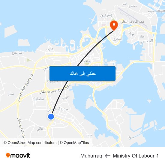 Ministry Of Labour-1 to Muharraq map