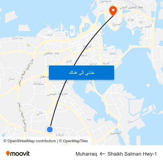 Shaikh Salman Hwy-1 to Muharraq map