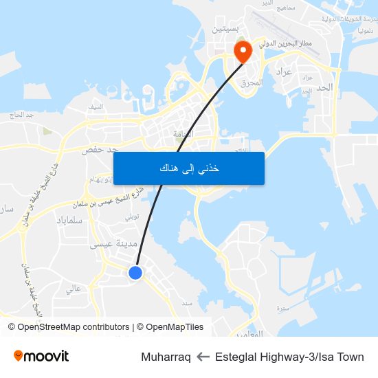 Esteglal Highway-3/Isa Town to Muharraq map