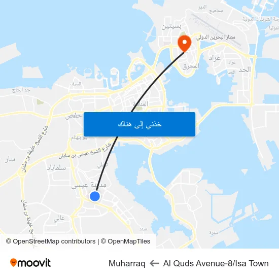 Al Quds Avenue-8/Isa Town to Muharraq map