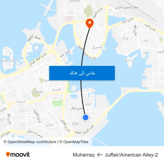 Juffair/American Alley-2 to Muharraq map