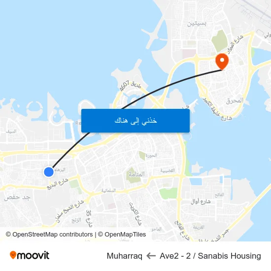 Ave2 - 2 / Sanabis Housing to Muharraq map