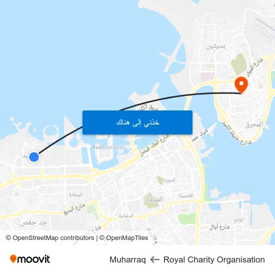 Royal Charity Organisation to Muharraq map