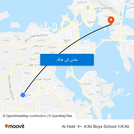 A'Ali Boys School-1/A'Ali to Al Hidd map
