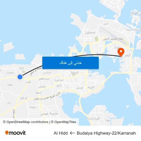 Budaiya Highway-22/Karranah to Al Hidd map