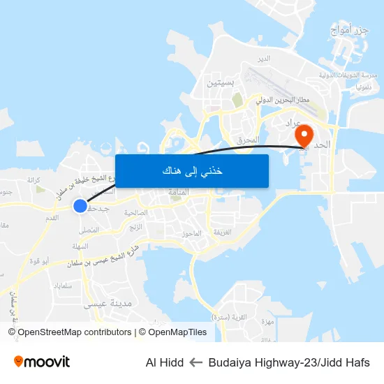Budaiya Highway-23/Jidd Hafs to Al Hidd map