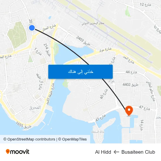 Busaiteen Club to Al Hidd map