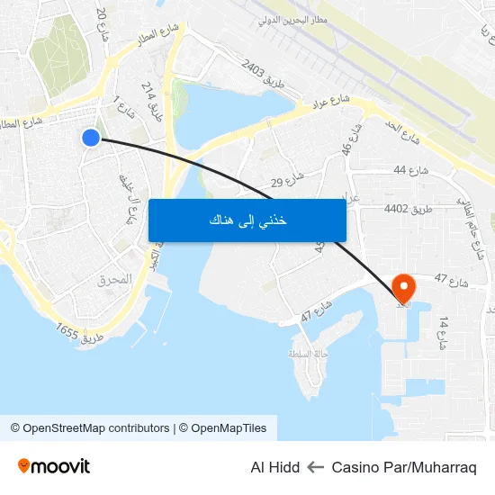 Casino Par/Muharraq to Al Hidd map