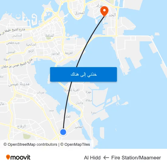 Fire Station/Maameer to Al Hidd map