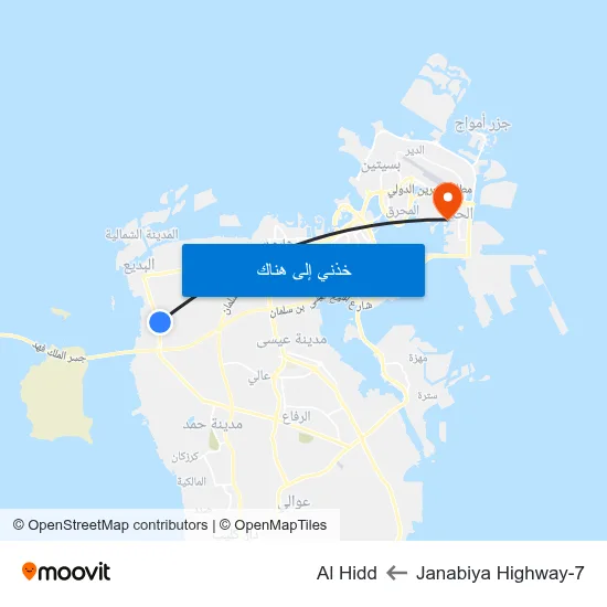 Janabiya Highway-7 to Al Hidd map