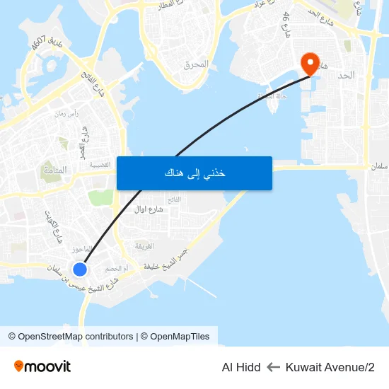 Kuwait Avenue/2 to Al Hidd map
