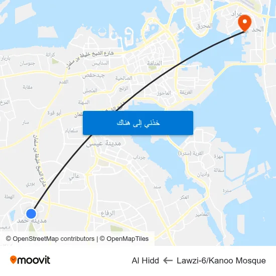 Lawzi-6/Kanoo Mosque to Al Hidd map
