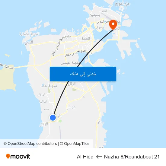 Nuzha-6/Roundabout 21 to Al Hidd map